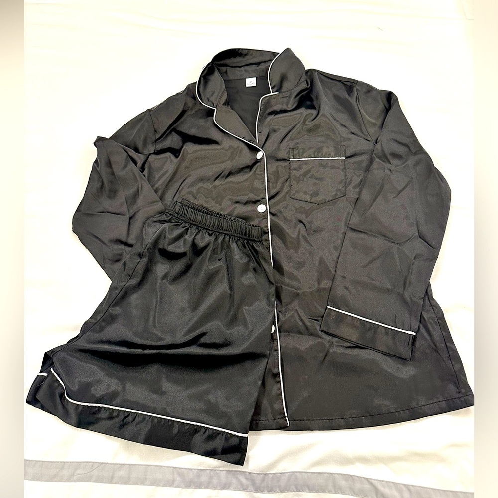 Black Silk Pajama Set
